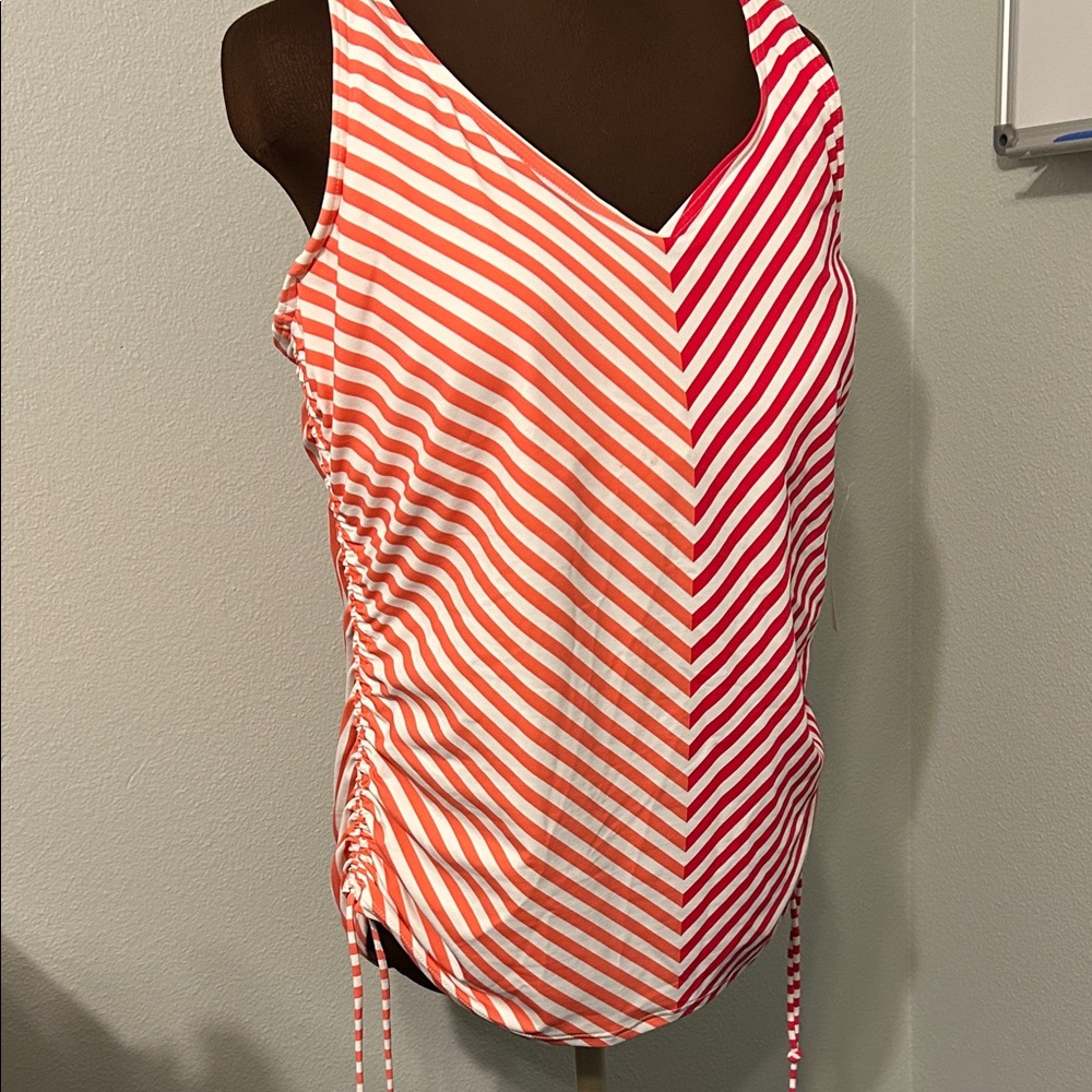 Lands' End Pink Striped Women's Swimsuit too sz 14 DD - Picture 2 of 8